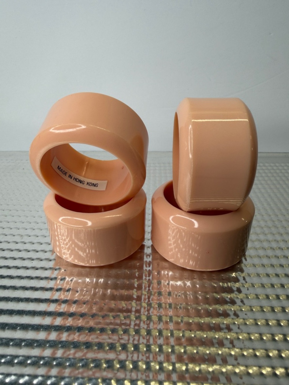 Vintage Peach Acrylic Napkin Rings - Set of 4